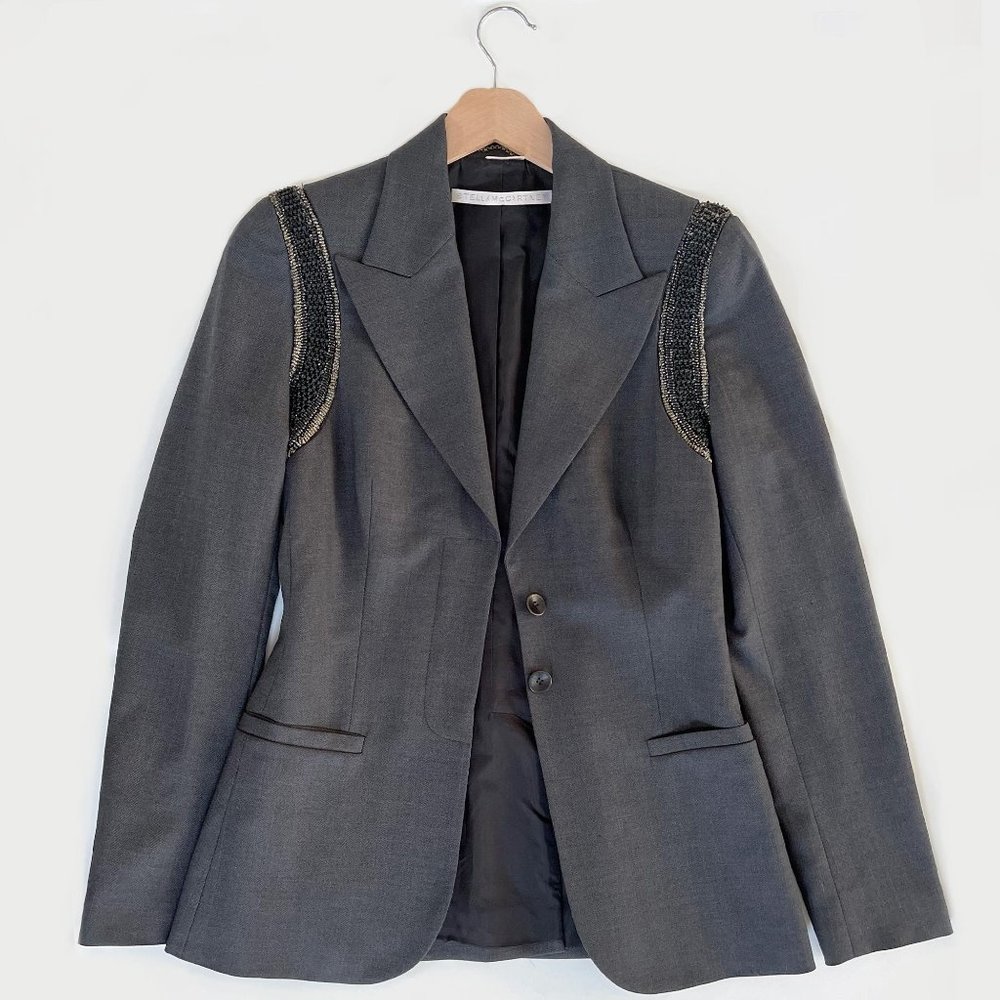 STELLA MCCARTNEY Fitted Blazer with Embroidered Bead Detailing Size 38